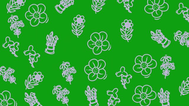 Floral pattern agriculture green background with scattered flowers ideal for agricultural projects, branding, and naturethemed designs. Perfect for ecofriendly concepts.