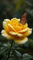 yellow rose on a black background