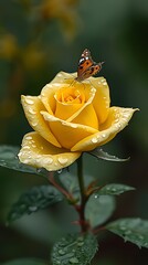 yellow rose on a green background