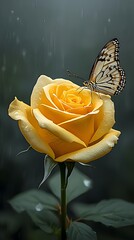 ผีเสื้อและดอกกุหลาบ