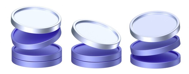 3D rendering of a stack of coins. simple 3d illustration for business and finance. set of 3d coins in different view