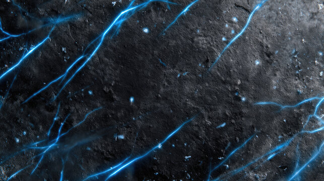 Dark black textured background with glowing neon blue lightning streaks, futuristic energy effect, dramatic and dynamic abstract wallpaper - Powered by Adobe