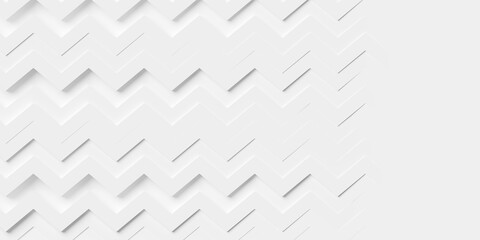 Randomly offset horizontal white zig-zag triangle lines or boxes geometry background wallpaper banner, fade out with copy space
