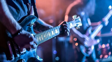 Naklejka premium Epic heavy metal rock concert featuring thrilling performances and energetic vibes
