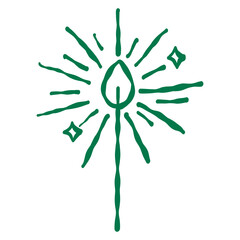 Obraz premium lucky clover candle burst line art glowing lucky charm spark rays saint patrick day magical green outline decorative accent clipart