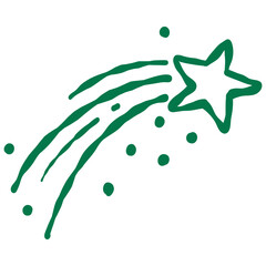 Whimsical shooting star streaking across the sky bringing magical new year luck hope and bright wishes in a playful doodle style © blumensdiary
