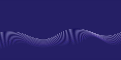 Abstract background with waves for banner. Web banner size. Vector background with lines. Element for design isolated on blue. Blue gradient. Spring, summer, winter. Water, ocean