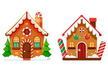 Vector collection of Christmas Gingerbread Houses, ready for use in festive design and artwork.