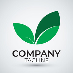 simple green leaf logo design vector template