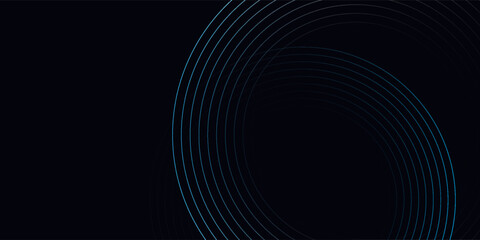 Blue abstract background with circular lines, technology futuristic template. Vector element; illustration