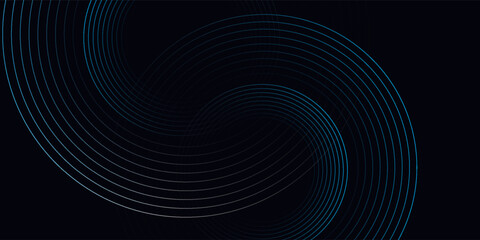Blue abstract background with circular lines, technology futuristic template. Vector element; illustration