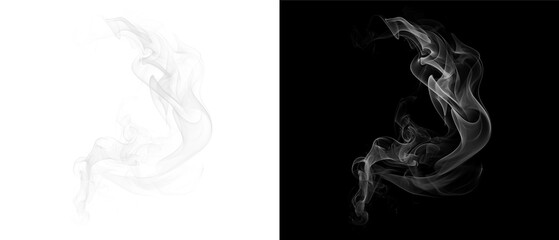 Abstract white smoke wisps against a dark background