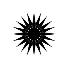 Fototapeta premium Black starburst with many sharp pointed edges out on transparent background silhouette