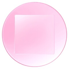 A vibrant pink plate rests on a rustic wooden table, featuring a clean, empty square in the center, inviting creativity and culinary presentation.