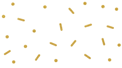 Gold glitter confetti sprinkles isolated on transparent background
