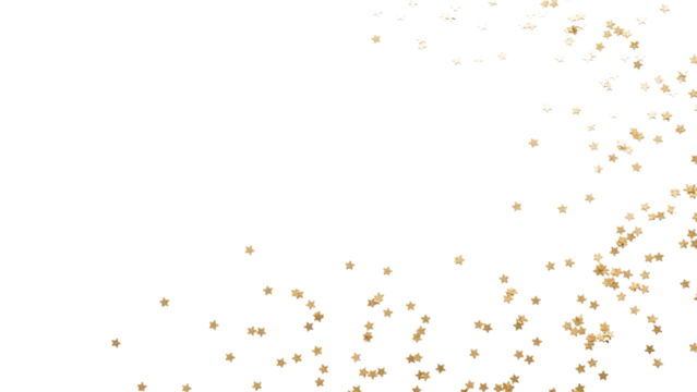 Scattered gold star confetti isolated on transparent background - Powered by Adobe