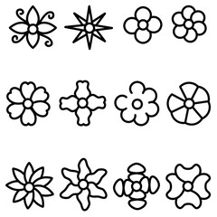 Minimalist flower line art set. Simple floral doodle illustration for logo design, tattoo, wall art, branding, sticker, and decorative element.
