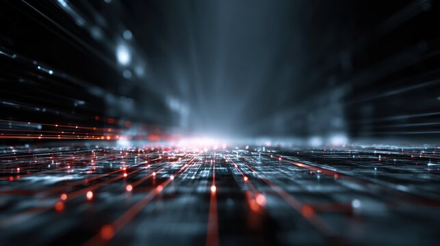 Cyberpunk Style Background with Abstract Tech Lines and Light