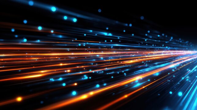 High Speed Technology Concept Blue and Orange Neon Glow