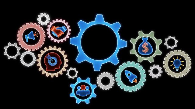 Business concept gears teamwork success strategy innovation startup growth finance marketing idea launch collaboration progress development