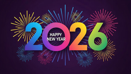 Vibrant 2026 new year celebration with colorful fireworks