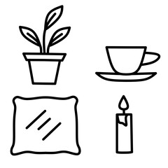 Minimal cozy home line icons