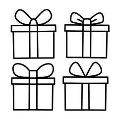 Minimal gift box line illustration