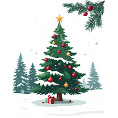 Obraz premium Christmas Vector Illustration with Festive Elements