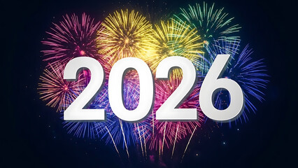 Vibrant fireworks display celebrating the arrival of the year 2026