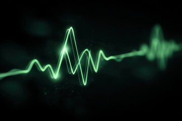 Abstract Medical Background: Green Heartbeat Wave on Black