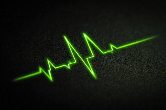 Focused Green Pulse Line of ECG on Dark Healthcare Screen