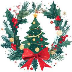 Obraz premium Christmas Vector Illustration with Festive Elements