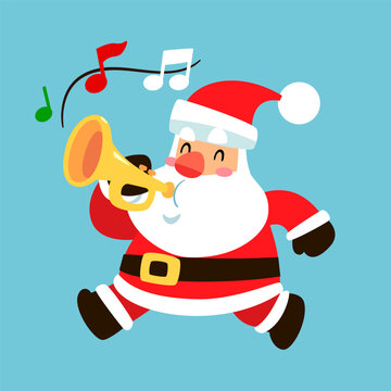 Santa Claus Marching and Playing Trumpet