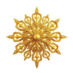 Ornate gold glitter christmas tree topper star isolated on transparent background