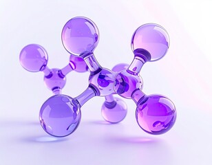Purple, translucent molecular structure on a light background