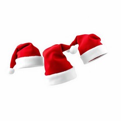 Red Santa hats isolated on transparent background