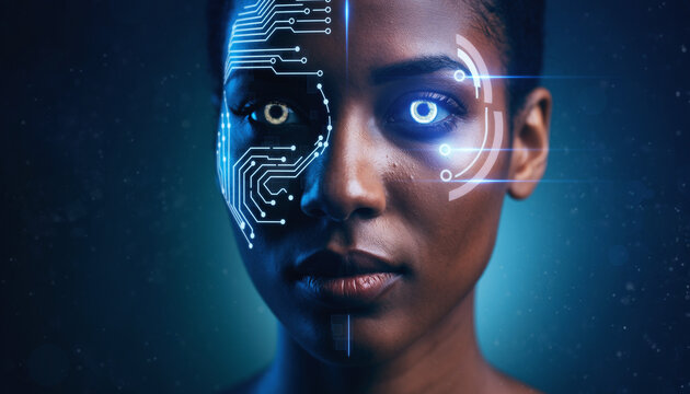 Futuristic Artificial Intelligence Woman Circuit Portrait
