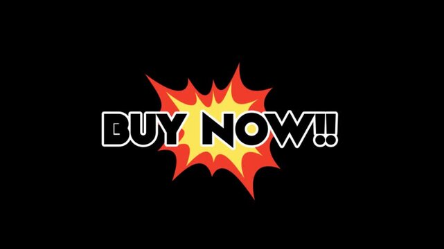 Graphic with a 'BUY NOW' text and a pop-up overlay on a black background with