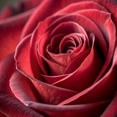 A close up shot of a dark red rose with visible petals and a soft focus background texture view
