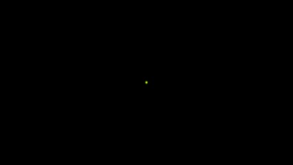 A small green dot appears against a black background with a pop up overlay for