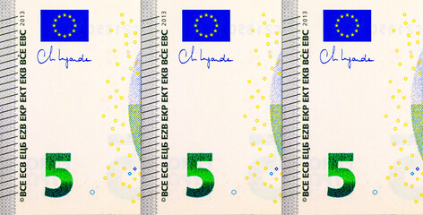 5 EURO banknote of the European Union. Paper money of Europe