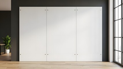 Modern Interior with Large Frosted Glass Panels and Natural Light.