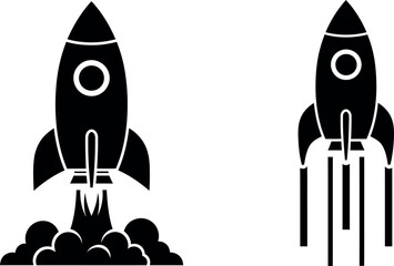 Fototapeta premium Rocket launch vector illustration spacecraft silhouette