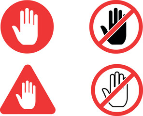Stop hand gesture signs collection silhouette