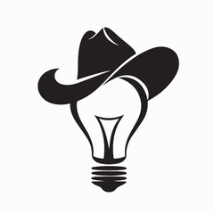 Idea Bulb With Cowboy Hat Vector Illustration On white Background