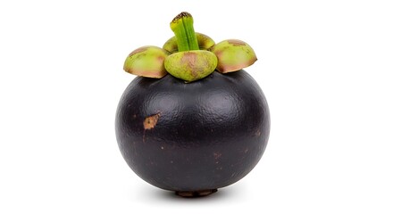 Fresh Mangosteen Fruit Isolated on White Background.