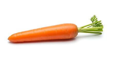 Fresh Orange Carrot with Green Tops Isolated on White Background.