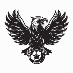 Eagle Holding Ball Mascot Logo Vector Isolated On White Background