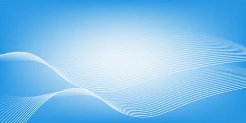 Abstract blue gradient background with shining lines waves. Minimalist background for banner, poster,