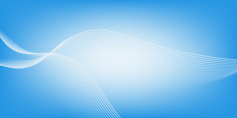Abstract blue gradient background with shining lines waves. Minimalist background for banner, poster,